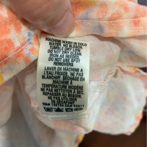 Bella Dahl Linen Shirred Peach Floral Print Halter Revolve Made in USA Sz Large - Picture 10 of 13